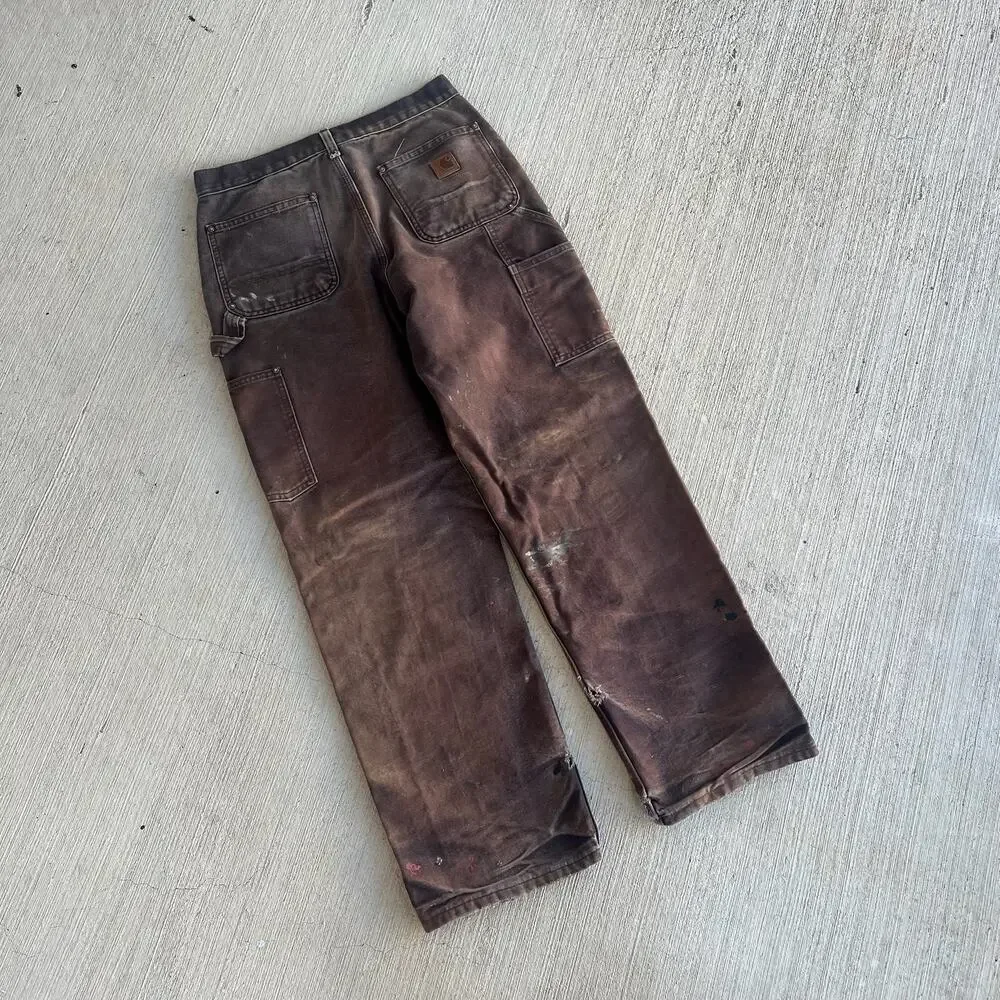 Carhartt faded brown double knee work wear carpenter pants